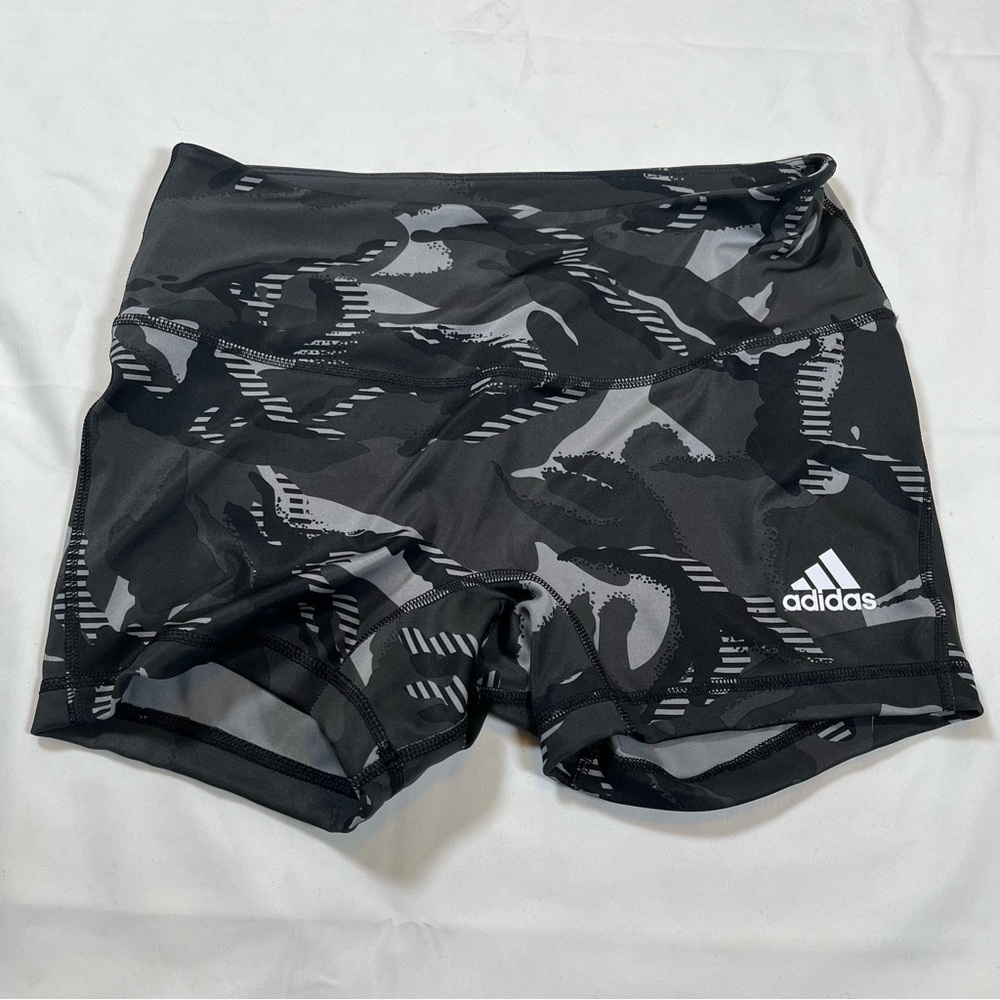 Adidas Shorts Tights Women's M‎ Camo Grey Black 4" Inseam Volleyball Workout